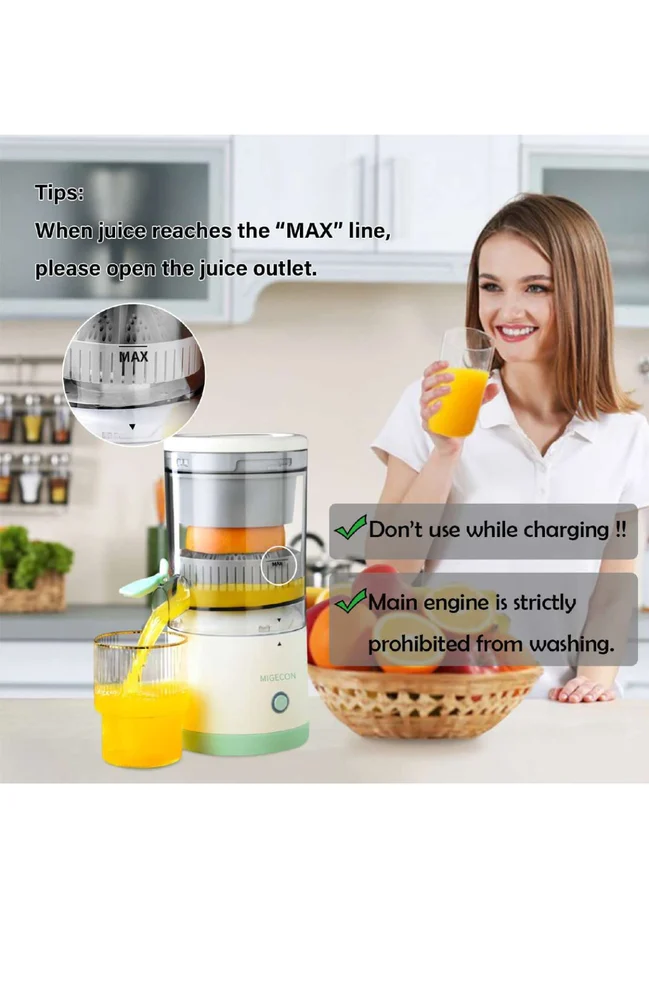 Portable Electric Citrus Juicer | High-Yield USB Rechargeable Orange, Lemon, and Lime Squeezer | Wireless Multi Color Juicer for Travel and Home Use