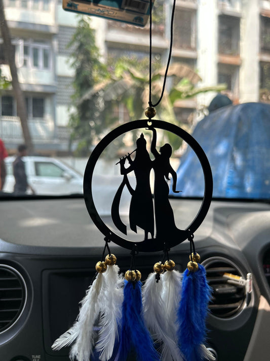 Shrikrishna and Radha Acrylic Car Hanger - Divine Spiritual Car Decor
