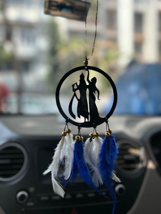 Shrikrishna and Radha Acrylic Car Hanger - Divine Spiritual Car Decor