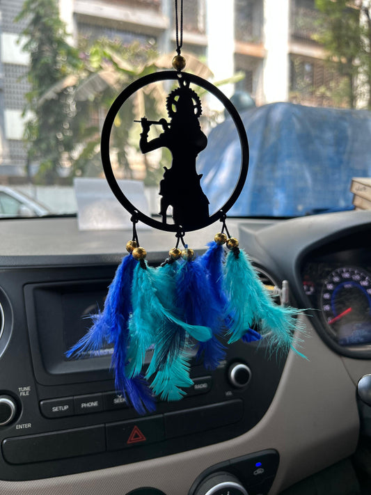Shrikrishna Flute Acrylic Car Hanger - Divine Spiritual Car Decor