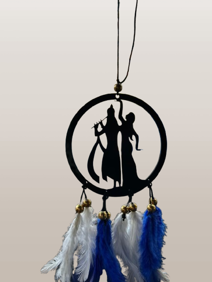 Shrikrishna and Radha Acrylic Car Hanger - Divine Spiritual Car Decor